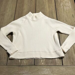 The North Face waffle top boxy turtleneck cream sz M